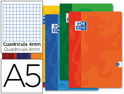 Libreta escolar Oxford A5 48h 90g/m² c/4mm. colores surtidos